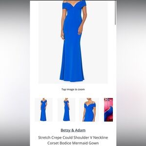 Betsy & Adam formal gown royal blue. Worn once. Like new.